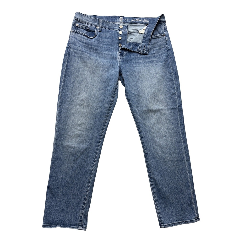 7 For All Mankind Josefina Boyfriend Jeans Womens 31 Blue‎ Medium Wash Mid Rise